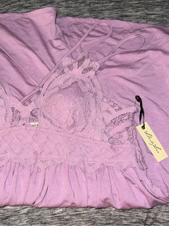 Liberty Love Dusty Lavender Lace-Trim Babydoll Chemise - Picture 8 of 9